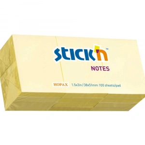 Hopax Stickn Yapışkanlı Not Kağıdı 100 YP 35x51 Pastel Sarı 21530
