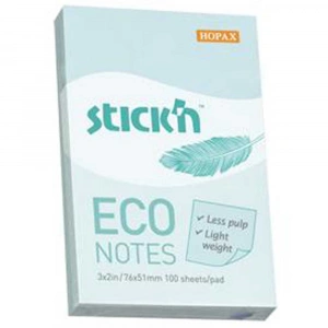 Hopax Stickn Yapışkanlı Not Kağıdı 100 YP 76x51 Eco Patel Mavi HE21743