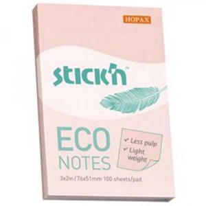 Hopax Stickn Yapışkanlı Not Kağıdı 100 YP 76x51 Eco Patel Pembe HE21742