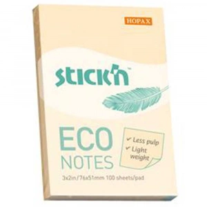 Hopax Stickn Yapışkanlı Not Kağıdı 100 YP 76x51 Eco Patel Sarı HE21741