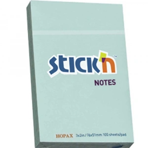 Hopax Stickn Yapışkanlı Not Kağıdı 100 YP 76x51 Pastel Mavi HE21146