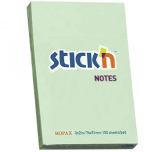 Hopax Stickn Yapışkanlı Not Kağıdı 100 YP 76x51 Pastel Yeşil HE21147