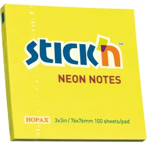 Hopax Stickn Yapışkanlı Not Kağıdı 100 YP 76x76 Fosforlu Sarı HE21133