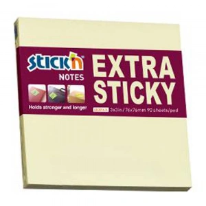 Hopax Stickn Yapışkanlı Not Kağıdı Extra 90 YP 76x76 Pastel Sarı HE21660