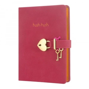 Hush Hush Kilitli Metalik Defter Kutulu 80 Gr 160 Yp Çiz.Pembe