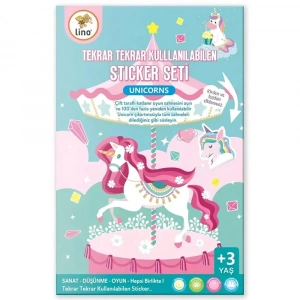 Lino Tekrar Tekrar Kullanılabilen Sticker Seti Unicorns LS-402