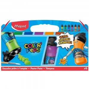Maped 810011 6x75 ml Guaj Boya Karton Kutu Yan Renkler Boyalar