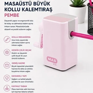 Mas Kalemtıraş Kollu Masa Tipi Plastik Büyük Pembe 6736
