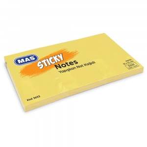 Mas Yapışkanlı Not Kağıdı 3 Blok 100 SY 35x51 Pastel Sarı 3653