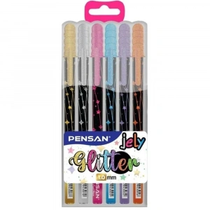 Pensan Jel Kalem Jely 1.0 MM Glitter Simli Krş 6 Lı 2800