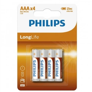 Philips Longlife İnce Kalem Pil AAA 4 Lü Ph-r03l4b/10