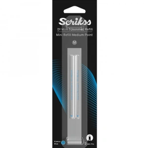 Scrikss D1 Tükenmez Medium Kısa Refil Mavi Blister