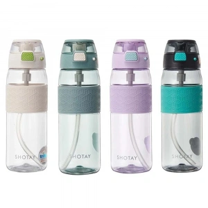Shotay Matara Şeffaf Kapaklı Şeritli tritan 600 ML SHT-ST-7202