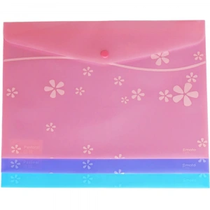 Smato Çıtçıtlı Evrak Zarfı Mat Çiçek Desenli Pembe W7542