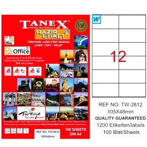 Tanex Laser Etiket 100 YP 105x48 Laser-Copy-Inkjet TW-2612