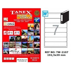 Tanex Laser Etiket 100 YP 192.5x39 Laser-Copy-Inkjet TW-2107