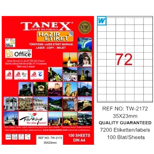 Tanex Laser Etiket 100 YP 35x23 Laser-Copy-Inkjet TW-2172