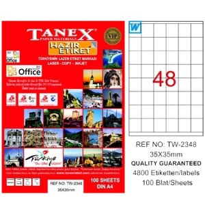 Tanex Laser Etiket 100 YP 35x35 Laser-Copy-Inkjet TW-2348