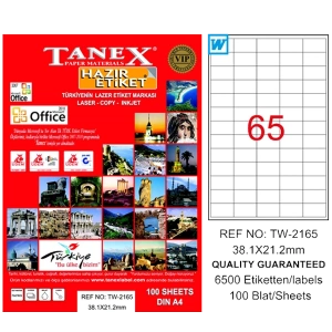 Tanex Laser Etiket 100 YP 38x21 Laser-Copy-Inkjet TW-2165