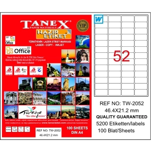 Tanex Laser Etiket 100 YP 46.4x21.2 Laser-Copy-Inkjet TW-2052