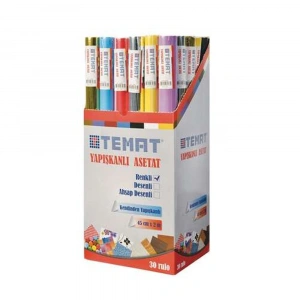 Temat Asetat Yapışkanlı Rulo 45 CM x 2 MT Renkli 92365