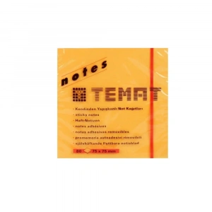 Temat Yapışkanlı Not Kağıdı Fosforlu Turuncu 75x75 MM 11234
