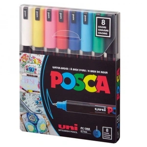 Uni-Ball Posca 0.7 Su Bazlı Boyama Markörü Ana Renk 8 li V Pc-1mr/8c (V) Set
