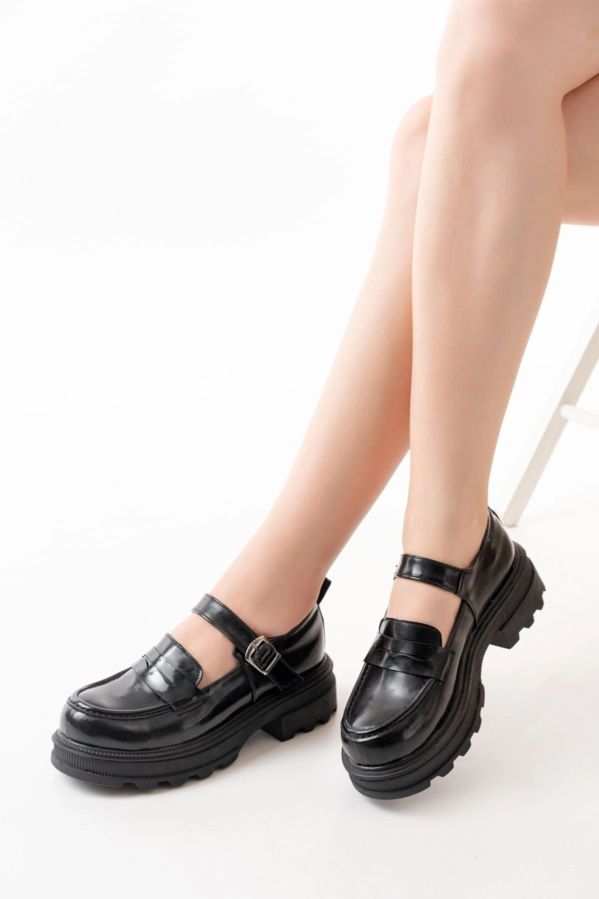 Rugan Yüksek Tabanlı Loafer Ayakkabı