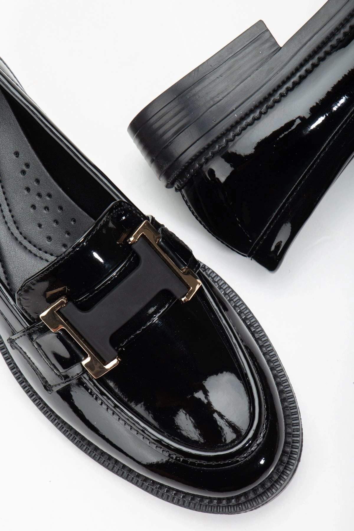 Anna Ortopedik Taban Siyah Rugan Deri Loafer