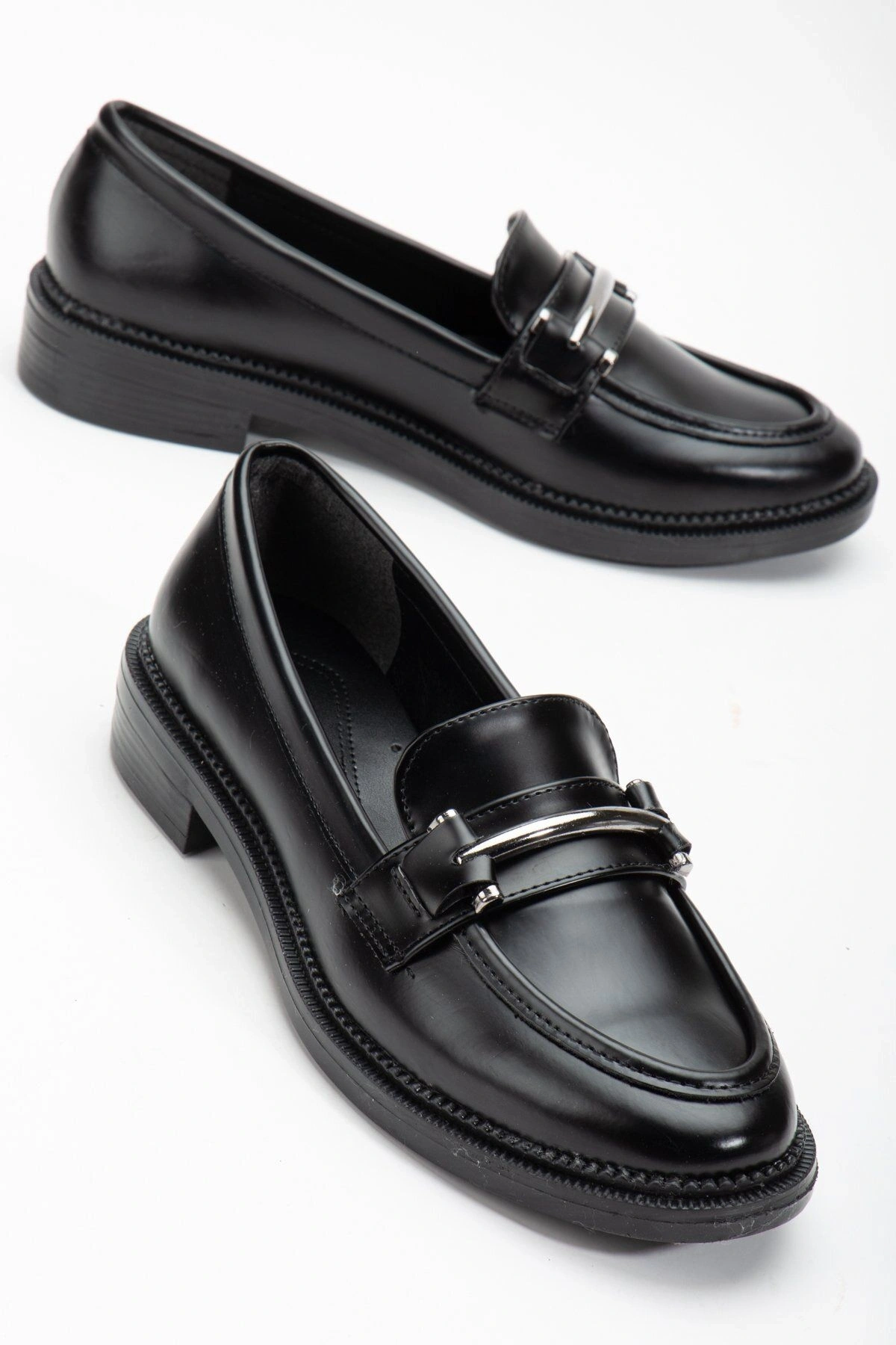 Jasmin Ortopedik Taban Siyah Cilt Deri loafer