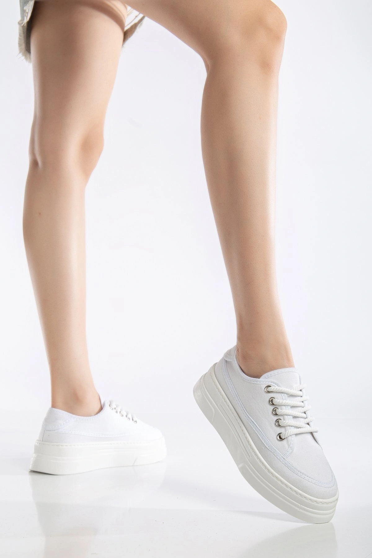 Angel Keten Kadın Beyaz Yüksek Taban Sneaker