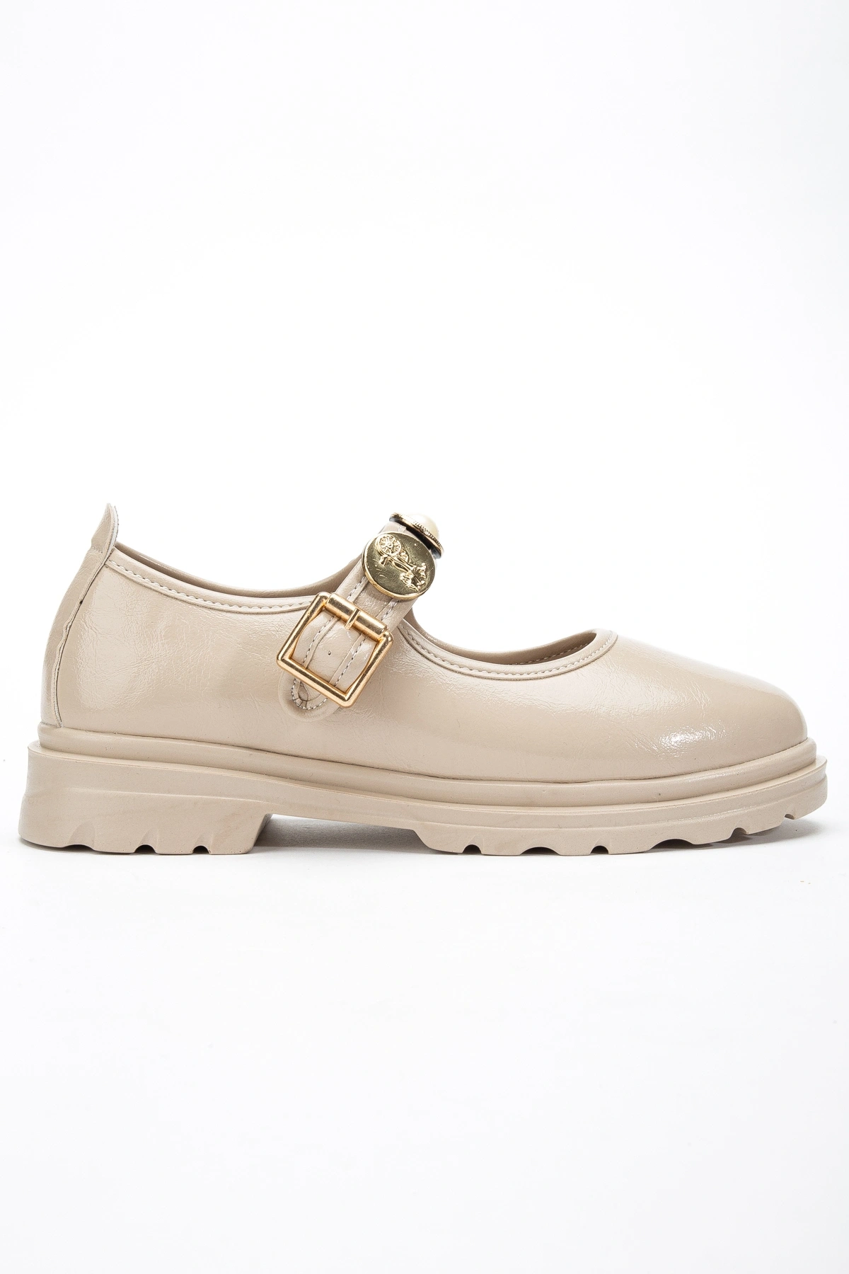 Elina Ortopedik Taban Bej Rugan Deri Casual Babet