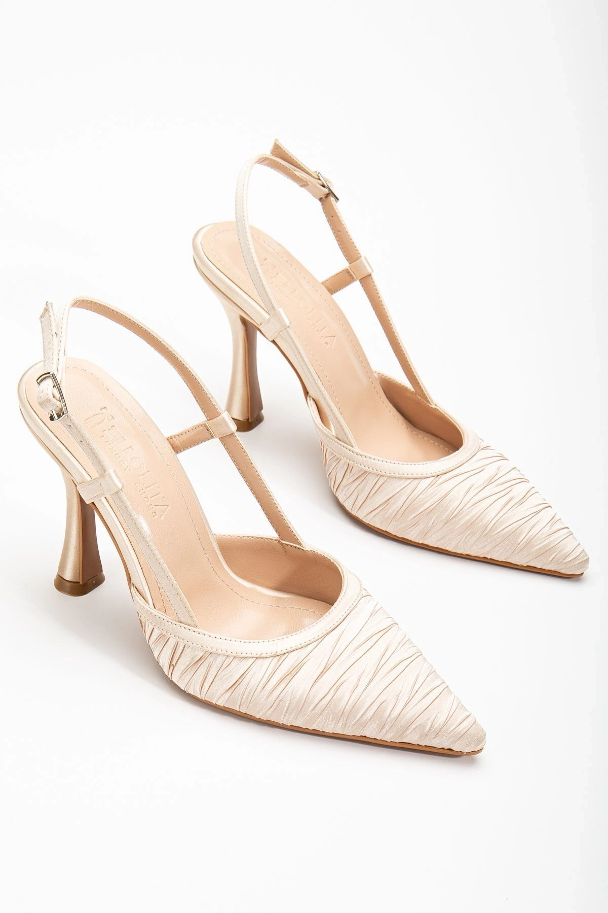 Arkası Açık Saten Özel Tasarım Stiletto