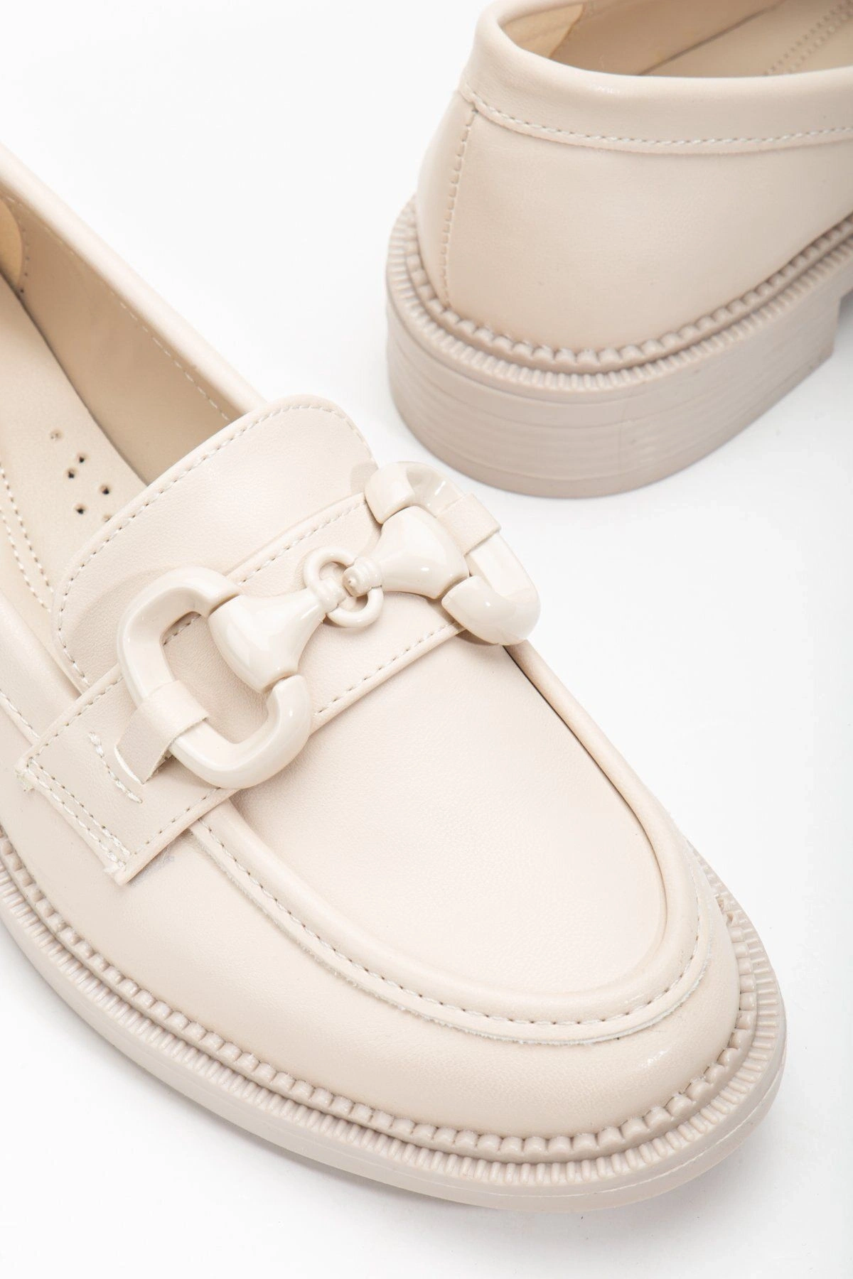 Sofya Ortopedik Taban Bej Cilt Deri loafer