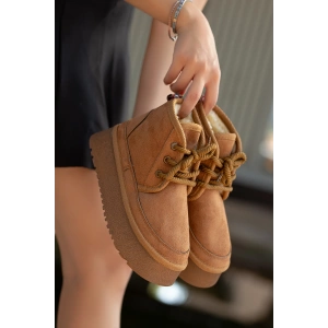 Lady İçi Kürk Astarlı Kalın Taban Bağcıklı Rahat Kadın Bo