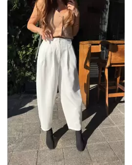 Beyaz Şalvar Model Krep Pantolon