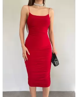 Kırmızı Esnek Sandy Elbise