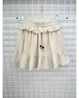 Taş Ham Keten Mini Etek