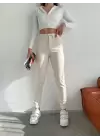 Bej Yüksek Bel Mom Jean