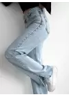 Buz Mavi Paça Yırtmaç Detaylı Jean