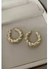 Gold Bombeli Burgu Model Halka Küpe (çap:2.1cm)