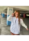 Gri Beyaz Nakışlı Jordan Şardonlu Kolej Ceket