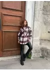 Kırmızı Ekose Kaşe Uzun Gömlek