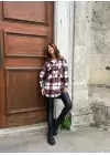Kırmızı Ekose Kaşe Uzun Gömlek