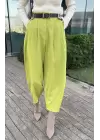 Yağ Yeşili Şalvar Model Krep Pantolon