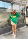 Yeşil Hampton Yazılı Şardonlu Sweatshirt