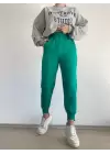 YEŞİL ŞARDONLU PAÇA DETAYLI JOGGER EŞOFMAN