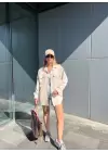 Bej Süet Yumuşak Dokulu Gömlek