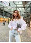 Beyaz Sırt Motifli Salaş Gömlek