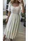 Beyaz Uzun Astarlı Fisto Elbise